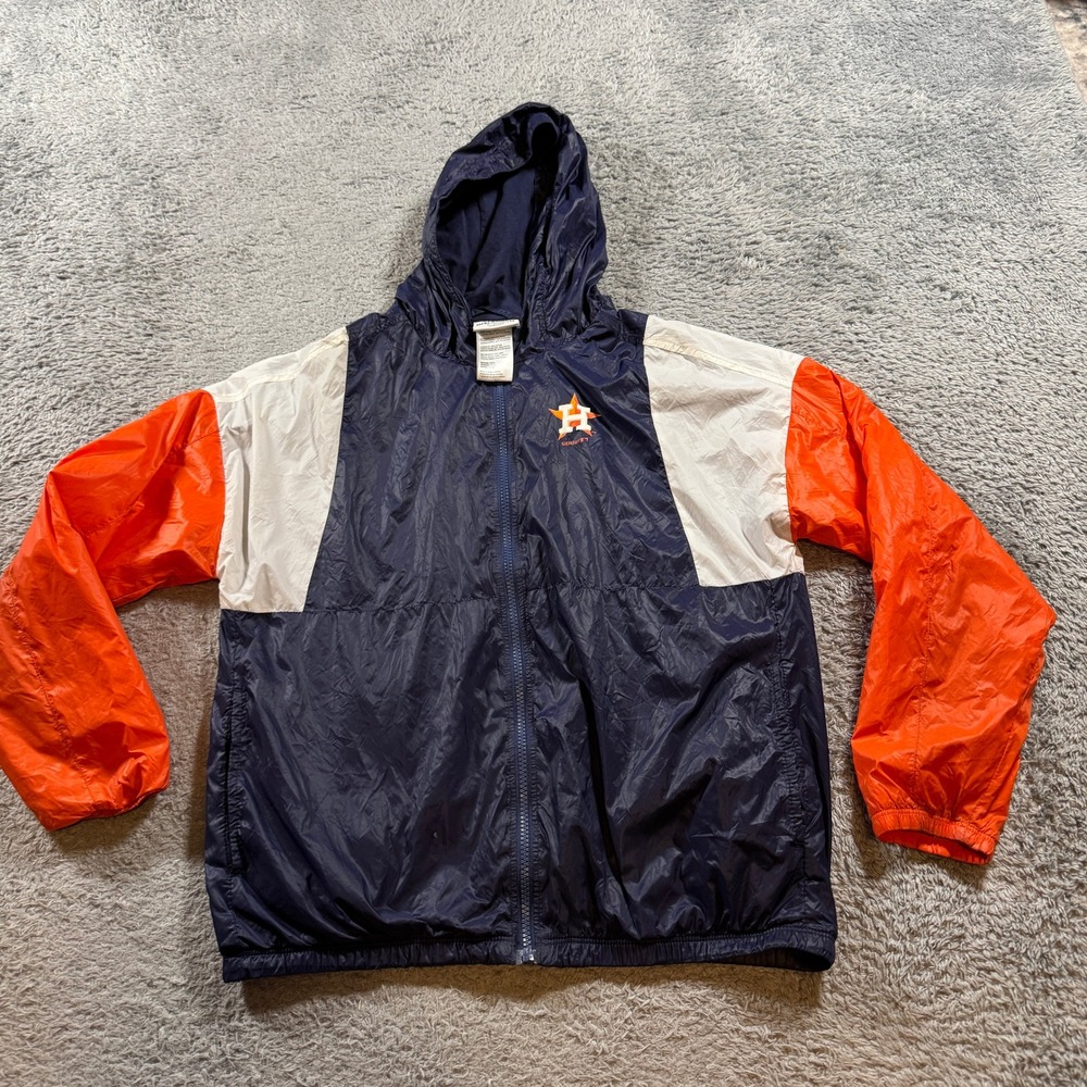 Gen2 Houston Astros Youth Medium 10/12 Windbreaker Jacket Navy Orange MLB Hooded